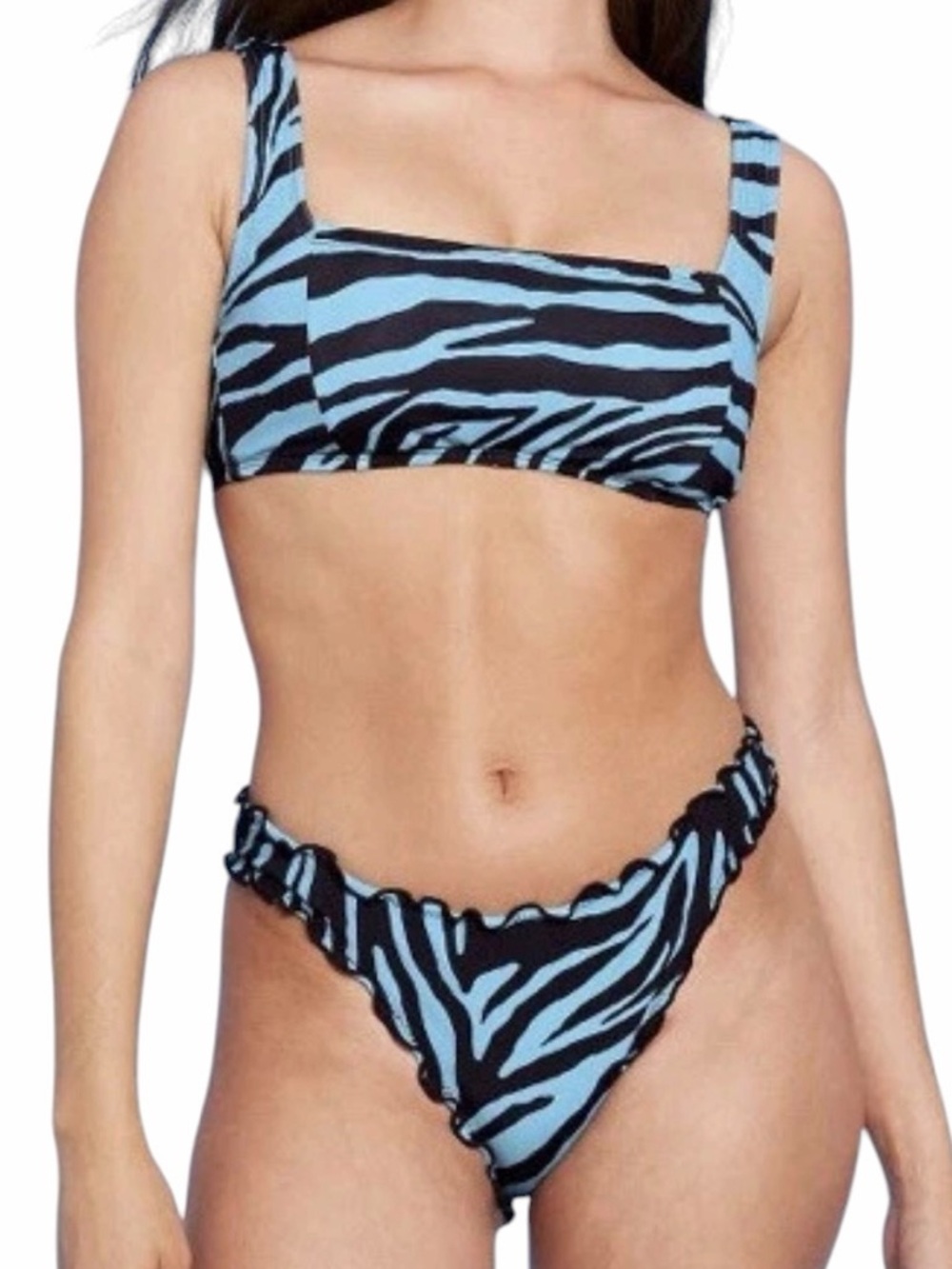 SHADE & SHORE ANIMAL PRINT Black and Teal Cheeky Bikini Swim LARGE 12 14